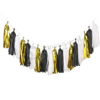 Promotional webbing hanging metallic tassel bunting garland