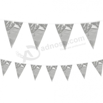 Outdoor Hanging Triangle Metallic Silvery Foil Bunting Banner