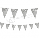 buntingbanner voor buiten hangende driehoek metallic zilverachtige folie