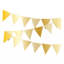 high quality custom size golden metallic triangle bunting