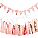 27pcs rose gold metallic pennant banner flag bunting metallic tassels garland