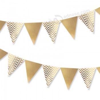 sparkly paper pennant banner, glitter triangle flags bunting pennant banner 8.2 feet, langte gold paper garland for baby shower