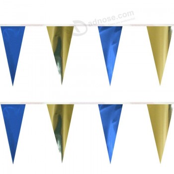批发定制高品质蓝色和金色细线三角旗（60英尺）