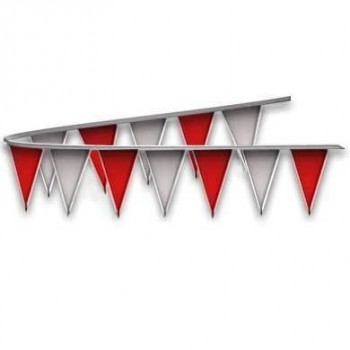 ziggos party Bandiera pennant triangolo rosso e argento metallico 50 Ft.