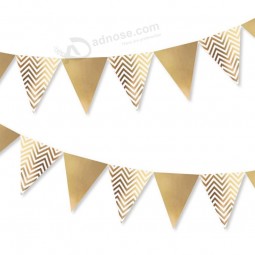 stendardo di stendardo di carta scintillante, stendardo di bandiere scintillanti a triangolo scintillante da 8,2 piedi, ghirlanda di carta oro langte per baby shower