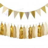 glitzernden Papier Wimpel Banner Dreieck Flaggen Ammer 8,2 Fuß und Seidenpapier Quasten Girlande 15 Stück für die Babyparty