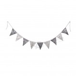 partydelight metallic gray and silver sequin bunting, multicolor fabric triangle flag bunting for party,wedding sequin bunting/garland