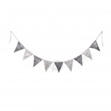 partydelight metallisches Grau und silberne Paillettenflagge, Mehrfarbengewebedreieck-Flaggenflagge für Partei, wedding Paillettenflagge / Girlande