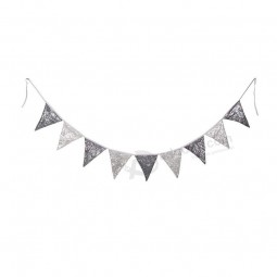 stamina paillettes grigio metallizzato e argento metallizzato, stamina bandiera triangolo triangolare in tessuto multicolor per festa, stamina paillettes matrimonio / ghirlanda