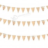 30 Ft champagne goud dubbelzijdig glitter / metallic papier driehoek vlag bunting wimpel banner voor bruiloft verjaardag