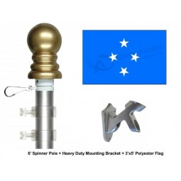 Set bandiera e asta bandiera micronesia, scegli tra oltre 100 bandiere e stendardi 3'x5 'mondiali e internazionali, include bandiera micronesiana