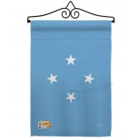 微风装饰密克罗尼西亚世界国旗世界印象印象装饰垂直13“ x 18.5”双面花园标志设置金属