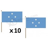 micronesia flag 12'' x 18'' wood stick - micronesian flags 30 x 45 cm - banner 12x18 in with pole