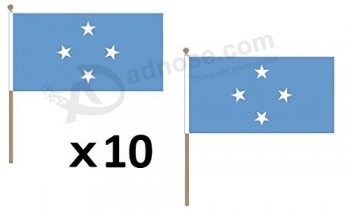 Micronesia Flag 12'' x 18'' Wood Stick - Micronesian Flags 30 x 45 cm - Banner 12x18 in with Pole