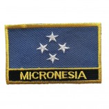 密克罗尼西亚国旗补丁/国际绣花缝制旅行贴布系列（密克罗尼西亚铁制，带字，2英寸x 3英寸）