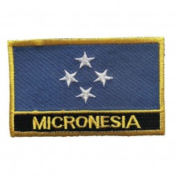 Micronesia Flag Patch/International Embroidered Sew-On Travel Patch Collection (Micronesian Iron-On w/Words, 2