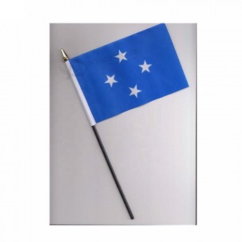 Venta caliente micronesia palos bandera nacional 10x15 cm tamaño bandera ondeando a mano