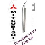 「mitsubishi」コンプリートフラグキット-15フィートの陽極酸化アルミニウム旗竿とグラウンドスパイクを備えた12インチスーパーフェザービジネスフ