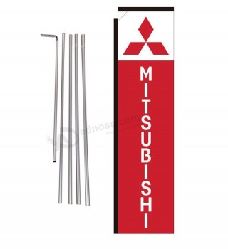 bandiera cobb promo mitsubishi (rossa) con kit completo da 15 piedi e punta a terra