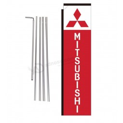 cobb promo mitsubishi（Red）フェザーフラグ、完全15フィートポールキットおよびグラウンドスパイク付き