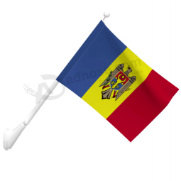 national country moldova wall mounted flag with pole