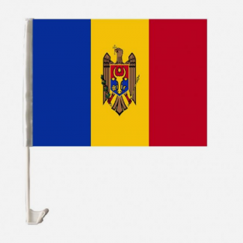 Knitted Polyester Mini Moldova Flag For Car Window