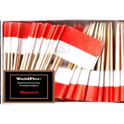 100 small mini international flag cupcake toothpicks or cocktail picks (monaco)