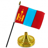 bandiera da tavolo Mongolia con base in metallo / bandiera da scrivania Mongolia con supporto
