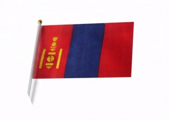 Ventilador animando poliéster país nacional mongolia bandera de mano
