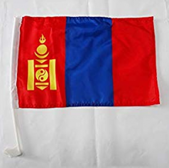 Gedrukte polyester mini Mongolië clip vlag voor autoruit