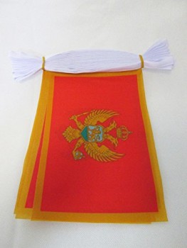 Montenegro 6 Meters Bunting Flag 20 Flags 9'' x 6'' - Montenegrin String Flags 15 x 21 cm