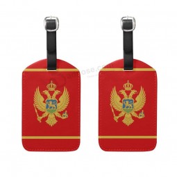 montenegro flag luggage tags PU leather labels accessories ID cards for travel baggage identifier Set Of 2