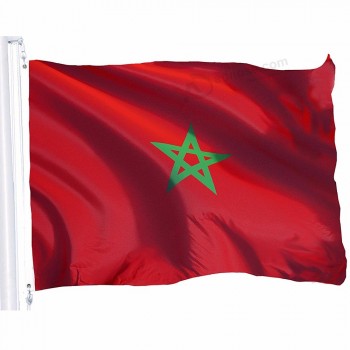 ホット卸売モロッコ国旗3x5 FT 150x90cmバナー-鮮やかな色とUVフェード耐性-モロッコ国旗ポリエステル