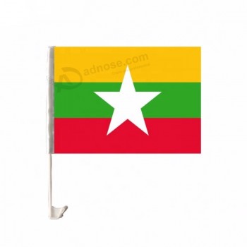 fabriekslevering 110gsm polyester materiaal gebreid myanmar Autokap ramen vlag banner