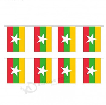 ポリエステルミャンマー国民旗布旗文字列バナー