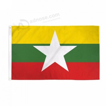 alta qualidade fábrica personalizada 3x5 poliéster bandeira da Birmânia