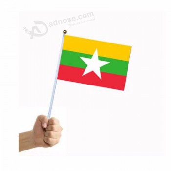 bandeira nacional bandeira de poliéster mão personalizada acenando bandeira da burma