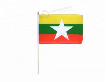 Cheap stock Myanmar Burma 30*45cm hand waving flag