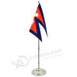 bandiera da tavolo nepal con base in metallo / bandiera da scrivania nepal con supporto