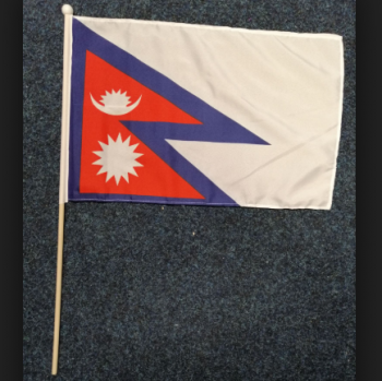 Fã torcendo poliéster nacional país nepal mão bandeira