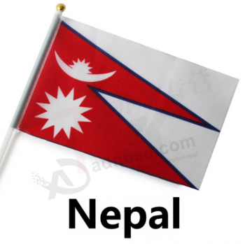 Bandera de nepal de onda de mano de poliéster al aire libre para la promoción