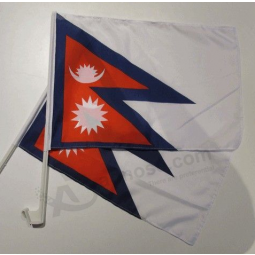 zeefdruk nepal Vlag autoraam met kunststof paal