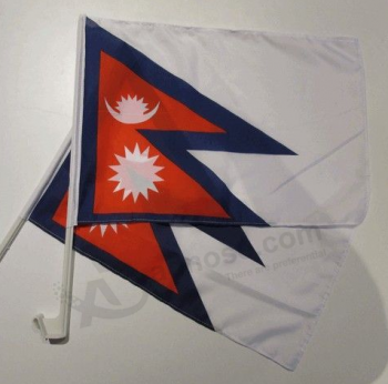 zeefdruk nepal Vlag autoraam met kunststof paal