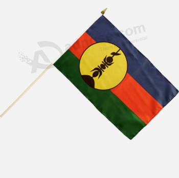 Impresión digital poste de madera Nueva Caledonia bandera de mano