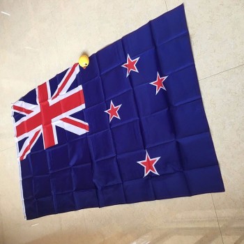 Atacado 3 * 5FT impressão de seda de poliéster pendurado bandeira nacional da Nova zelândia todo o tamanho da bandeira do país personalizado