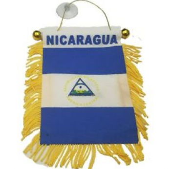 venda por atacado carro de poliéster pendurado na Nicarágua espelho bandeira