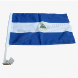 Knitted polyester Nicaragua Car Flag with plastic pole