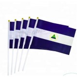 Digital Printing Plastic Pole Nicaragua Hand Held Stick Flag