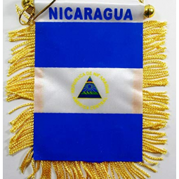 Polyester National car mirror hanging Nicaragua flag