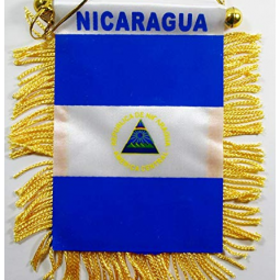 polyester national car mirror hanging nicaragua flag